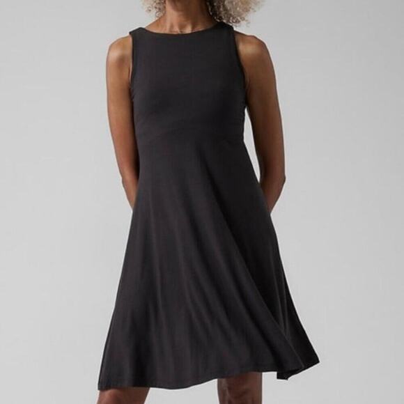 ATHLETA DRESS SANTORINI THERA SZ XXL BLACK VERSATILE MINIMALIST MODAL/SPANDEX - Picture 3 of 15